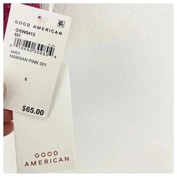 NWT Good American Hawaiian Pink Sparkle Scoop Bikini Top, Size 3XL - Picture 6 of 8